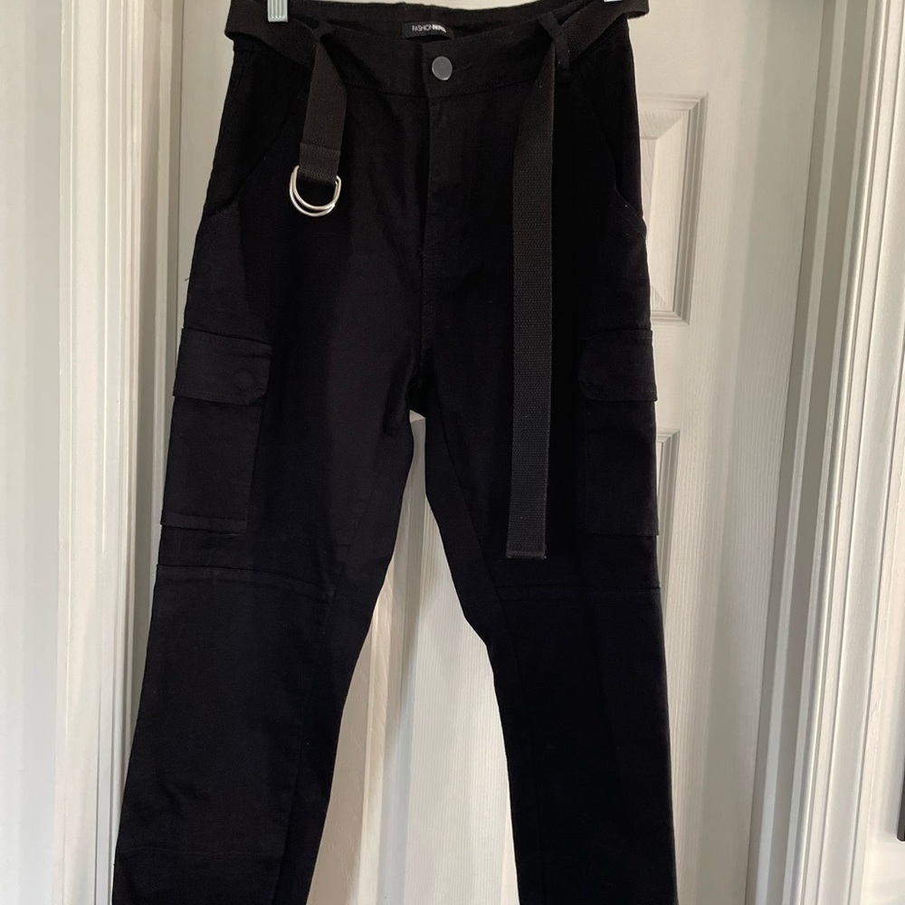 Fashion Nova Black Utility Joggers
